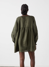Load image into Gallery viewer, Lillian 4.0 Linen Ramie Smock Dress, Forest | Joslin Studio