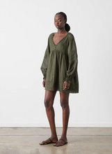 Load image into Gallery viewer, Lillian 4.0 Linen Ramie Smock Dress, Forest | Joslin Studio