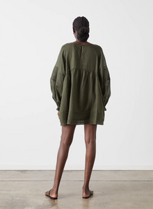 Lillian 4.0 Linen Ramie Smock Dress, Forest | Joslin Studio