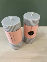 Load image into Gallery viewer, Ribbed Column Candle 15cm x 6cm - SMOKE GREY