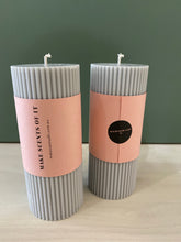 Load image into Gallery viewer, Ribbed Column Candle 15cm x 6cm - SMOKE GREY