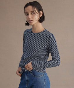 Milo L/S Top, Navy Stripe | Morrison