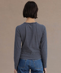 Milo L/S Top, Navy Stripe | Morrison