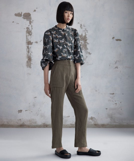 Nelson Linen Pant Olive | Morrison