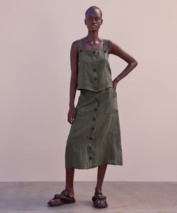 Parker Linen Skirt Olive | Morrison