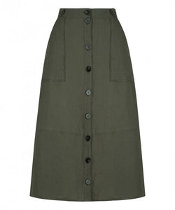 Parker Linen Skirt Olive | Morrison
