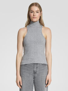 Luxe Rib High Neck Tank Grey Marle | NOBODY DENIM